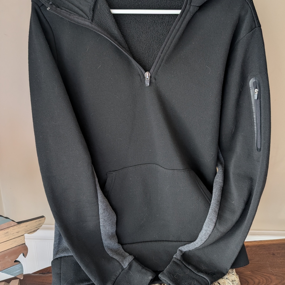 RBX Black Half-Zip Hooded Pullover with Gray Trim